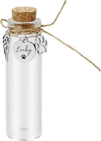 Pet Hair Memorial Glass Bottle,Vial for Ashes Or Hair Dog Or Cat Keepsake Pet Loss Memory Sympathy Gift (1pcs Glass Bottle) in Kuwait