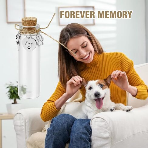 Pet Hair Memorial Glass Bottle,Vial for Ashes Or Hair Dog Or Cat Keepsake Pet Loss Memory Sympathy Gift (1pcs Glass Bottle) in Kuwait