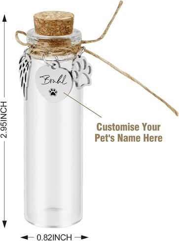 Pet Hair Memorial Glass Bottle,Vial for Ashes Or Hair Dog Or Cat Keepsake Pet Loss Memory Sympathy Gift (1pcs Glass Bottle) in Kuwait