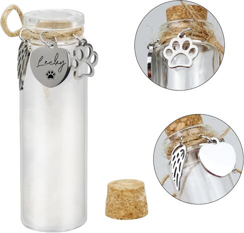 Pet Hair Memorial Glass Bottle,Vial for Ashes Or Hair Dog Or Cat Keepsake Pet Loss Memory Sympathy Gift (1pcs Glass Bottle) in Kuwait