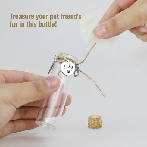 Pet Hair Memorial Glass Bottle,Vial for Ashes Or Hair Dog Or Cat Keepsake Pet Loss Memory Sympathy Gift (1pcs Glass Bottle) in Kuwait