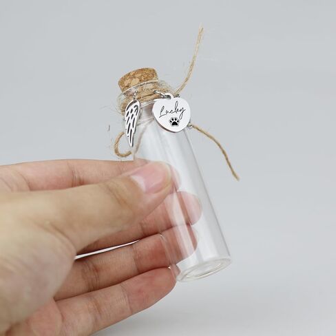 Pet Hair Memorial Glass Bottle,Vial for Ashes Or Hair Dog Or Cat Keepsake Pet Loss Memory Sympathy Gift (1pcs Glass Bottle) in Kuwait