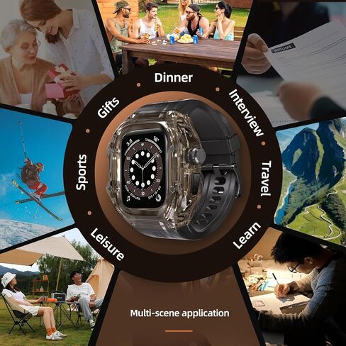 Rugged Case Band Screen Protector for Apple Watch Ultra 2/1 49mm, Sports Armor Cover Strap and PET Film, Military Full-body Shockproof Protective Bumper with Wristband for iWatch in Saudi Arabia