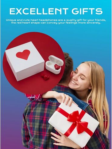 Yoidesu Earbuds Stylish Heart Shaped, Cute Creative Red Heart Bluetooth Earbuds with Charging Case, Noise Cancelling HiFi Stereo BT Earphones, Gifts for Girls Friends in Kuwait