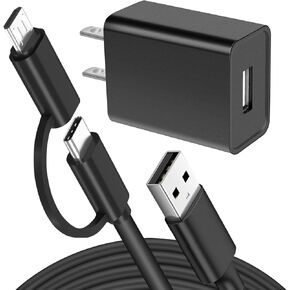 10FT Charger for Kindle Fire with 2in1 Charging Cable USB C&Micro USB Designed for All Fire Tablets, Kindle Colorsoft, Scribe, Paperwhite Kids and Kindle E-Readers