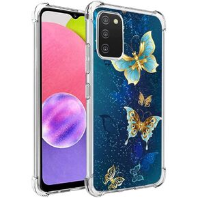 for Galaxy A03S Case, Slim Flexible TPU for Girls Women Airbag Bumper Shock Absorption Rubber Soft Silicone Case Cover Fit for Samsung Galaxy A03S (Butterfly)