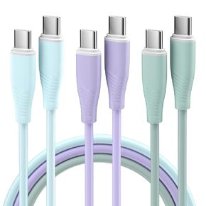 USB C to USB C Cable iPhone 15 Charger Cable 3 Pack 6 FT 60 W USB C Charger Cable USB C Cable Compatible with iPhone 15/15 Pro/15 Plus/15 Pro Max iPad Mini Pro Air MacBook Air Pro Switch Pixel LG