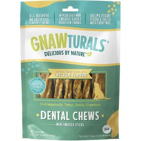 Dental Chews Twisted Sticks | for Small Dogs | Natural Scrubbing Action to Fight Plaque and Tartar While Refreshing Your Dog's Breath (21 Sticks, Chicken)