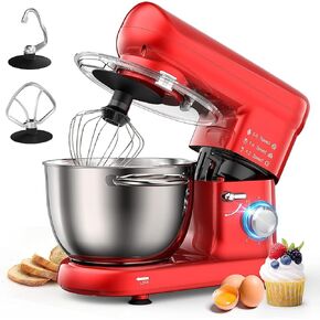 Kitchen Stand Mixer, 6Qt Household Stand Mixers, 660W 6+P Speed Tilt-Head Electric Dough Mixer, Food Mixers for Daily Use with Dough Hooks, Whisk, Beater