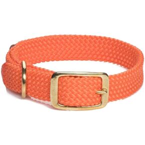 Mendota Pet Double Braid Collar - Brass - Dog Collar - Made in The USA - Orange, 1 in x 21 in Standard