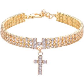 Pet Necklace Letter Cross Zircon Three Drain Diamonds Cat and Dog Jewelry Holiday Dress Collar