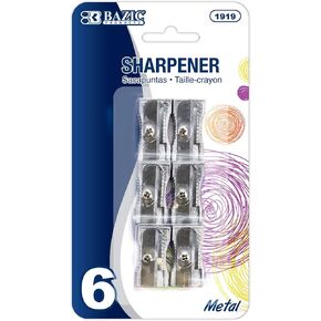 BAZIC Single Hole Metal Pencil Sharpener (6/Pack)
