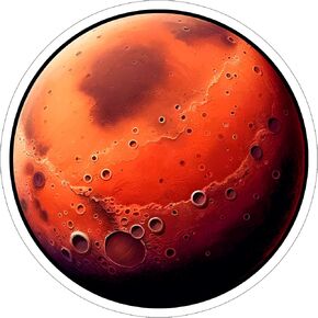 Mars Planet Sticker Travel Outdoors Decal Vinyl Small Waterproof for Water Bottle Mug Passport Book Scrapbook Notebook Laptop Tumbler Skateboard Computer Phone Size 4" Funny Gift ID44990