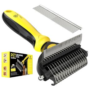 Spring Blossoms-2 in 1 Professional Grooming Rake for Cats & Dogs-Dematting Comb for Easy Mats & Tangles Removing,Pet Brush Safe No More Nasty Shedding and Flying Hair (Orange)