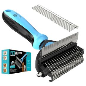 Spring Blossoms-2 in 1 Professional Grooming Rake for Cats & Dogs-Dematting Comb for Easy Mats & Tangles Removing,Pet Brush Safe No More Nasty Shedding and Flying Hair (Orange)