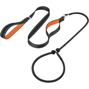 Aiyuda Tangle-Free Slip Lead for Dogs with Padded Traffic Handle, Reflective Dog Training Leash, 6ft Dog Leads for Walking, Double Handle Leash for Puppy, Small, Medium Dogs Under 40 LBS,Red/Black