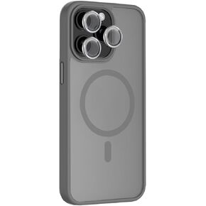 Magnetic Case for iPhone 15 Phone Case with Camera Protector Slim Fit Translucent Matte Back Shockproof Thin Case Anti-Scratch Protective Cover for Men Women - Black
