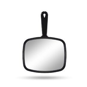 Gladmart Hand Mirror Salon Barber Hairdressing Handheld Mirror with Handle(Square Black 7.4 x 10.3 inches)