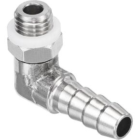 2 Pcs Hose Barb Fittings - 90 Degree Elbow Nickel-Plated 6mm Barbed Pipe Connector with Hose Apply to Gas(M10x1 Male Thread)