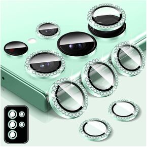 Kucheed Diamond Camera Lens Protector for Samsung Galaxy A15, 9H Tempered Glass Back Camera Cover Screen Protector, Bling Anti-Scratch Individual Aluminum Metal Protective Ring