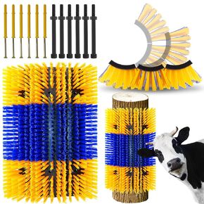 Livestock Scratching Brush, Extra Large Size Pig Brush Cow Brush for Grooming Itch Relief Livestock Brush Kit with 24 Screws for Horse Goat Cow Pig Horse stall Accessories, 2 Pack
