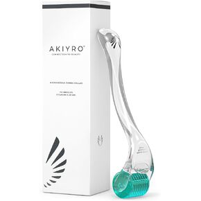 AKIYRO Micro Derma Roller Titanium - 0.30mm Microderm Roller - Microneedle Roller with Case - Personal Use Microneedling Roller -192 Micro Needle Dermal Roller - At Home Microdermabrasion Face Roller
