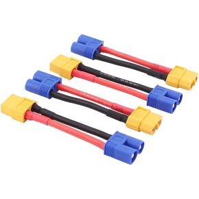 4pcs Male EC3 to Female XT60 XT-60 Connector Adapter Converter Cable 14awg 2in(B112-4)