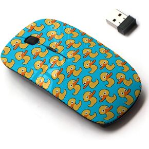 2.4G Wireless Mouse with Cute Pattern Design for All Laptops and Desktops with Nano Receiver - Rubber Duck Art