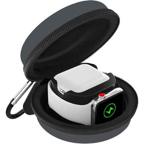 صندوق تخزين MoKo متوافق مع Apple Watch Series 9/8/7/6/5/4/3/2/1/SE، حقيبة سفر واقية محمولة تناسب iWatch 38 مم 40 مم 41 مم 42 مم 44 مم 45 مم وشحن Airpods Pro/3/2/1 محطة، لاكي تري