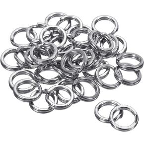100Pcs Stainless Steel Split Rings, Double-Layer Flattening Ring Lure Bait Circle, 25-350LB Saltwater Freshwater Line Lure Connectors Double Snap Super Strong Solid Circle Tackle Leader Fishing