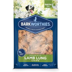 Barkworthies Lamb Lung Chip Chews (12oz. Bag) - All-Natural & Highly Digestible Dog Treats - Promotes Dental Health