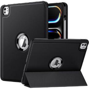 MoKo for New iPad Pro 13 inch Case 2024 M4 (7th Generation) with Pencil Holder, Smart Cover for iPad Pro 13 inch with Soft TPU Back, Hollow Logo/Auto Wake/Sleep, Black