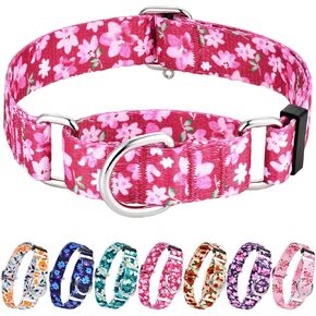 طوق Hikiko Martingale للكلاب بدون إبزيم، طوق كلب مزين بالورود، طوق للكلاب من النايلون الناعم بدون سحب للكلاب الصغيرة، زهرة خضراء، مقاس صغير in Kuwait
