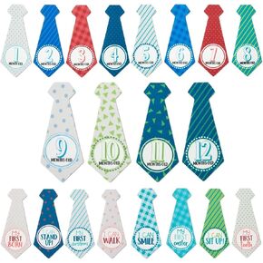 BLUE PANDA - Milestones of Baby's First Year, Monthly Necktie Stickers (Felt, 20-Pk)