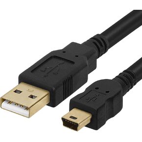 Cmple - 6ft Mini USB Cable USB A to Mini B Data Transfer USB Charging Cable 5 Pin Mini USB to USB Male to Male Cable for PC, Laptop, Car Dash Cam, Digital Camera - Black