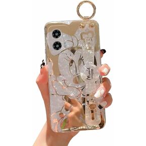 for Motorola Moto G Stylus 5G 2024 Case 6.7" Cute with Wrist Strap Stand Glitter Bling Cartoon IMD Soft TPU Shockproof Protective Case Cover for Girls Women - Minnie in Saudi Arabia