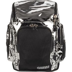 Gary Majdell Sport Shiny Reflective Backpack with Multi-Pockets and Shoe/Wet Clothes Bag - Ideal for Festivals, Beach, and Daily Use (Black)