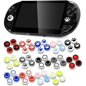 4 قطع من السيليكون بمقبض عصا التحكم التناظرية غطاء حماية لجهاز Psvita PS Vita PSV 1000 2000 Slim Game Console (نقطة وردي أزرق)