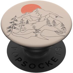 Retro Mountain Sky and Lake Beige PopSockets Adhesive PopGrip