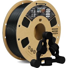 OVERTURE PETG Filament 1.75mm, 3D Printer Filament, 1kg Filament (2.2lbs), Dimensional Accuracy 99% Probability +/- 0.03 mm, Fit Most FDM Printer (Black (1-Pack))