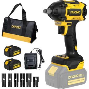 XGOLD DEVONIC Cordless Impact Wrench,750Ft-lb(980N.m) Brushless Impact Gun,2900RPM High Torque Impact Wrench,1/2 Inch with 3 Models,Charger & 6 Sockets, Power Impact Driver for Car Home