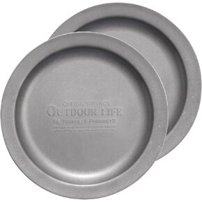 Stainless Steel Camping Plates 2pcs Set, Insulated Dinnerware Portable Cookware, for Outdoor Camping Hiking BBQ Picnic Home, Black