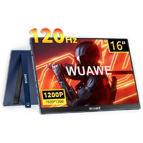 16" 1200P 120Hz Portable Monitor, 100% sRGB Portable Gaming Monitor with Built-in Stand, HDR and Freensync, External USB C Monitor for Laptop, PC, Phone, Switch, Xbox and PS5(Blue)