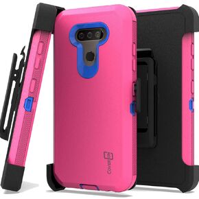 CoverON Rugged Holster Designed for LG Harmony 4 / Xpression Plus 3 / Premier Pro + Case, Heavy Duty Military Grade Belt Clip Phone Cover - Hot Pink