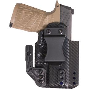 DESANTIS Persuader Gun Holster, Versatile IWB Holster with Sleek Carbon Fiber Finish, Fits Glock 43; 43X; 43X MOS with or Without Red Dot Sight, Unisex, Right Hand-Draw, Black