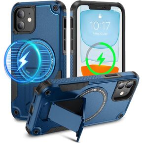 Caka for iPhone 11 Case, iPhone 11 Phone Case [Compatible with Magsafe] [Built-in Invisible Stand] [Heavy Duty Drop Protection] Shockproof Rugged Protective Magnetic Cover Accessories Green