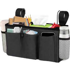 Universal Stroller Organizer with Adjustable Velcro Strap & Detachable Hooks, Stroller Bag Caddy Organizer Accessories with Cup Holder Mesh Bags, Phone Bag, Pocket with A Popper (Medium Size)