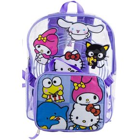Fast Forward Hello Kitty & Friends Transparent 16 Inches Large Backpack with Lunch Bag- 99964