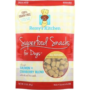 Salmon Cranberry Superfood Snacks for Dogs Freeze Dried All Natural Limited Ingredient Treats, 3.5 oz