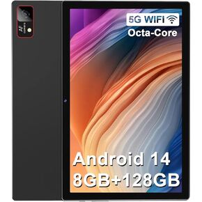 2024 Newest Android 14 Tablet 10.1 Inch Screen, 128GB ROM + 8GB RAM(4+4 Virtual) Storage Tablet Octa-Core Processor, 5G WiFi Tablet with 7000mAh Battery, 1280*800 HD Display Bluetooth/GPS/13MP Camera